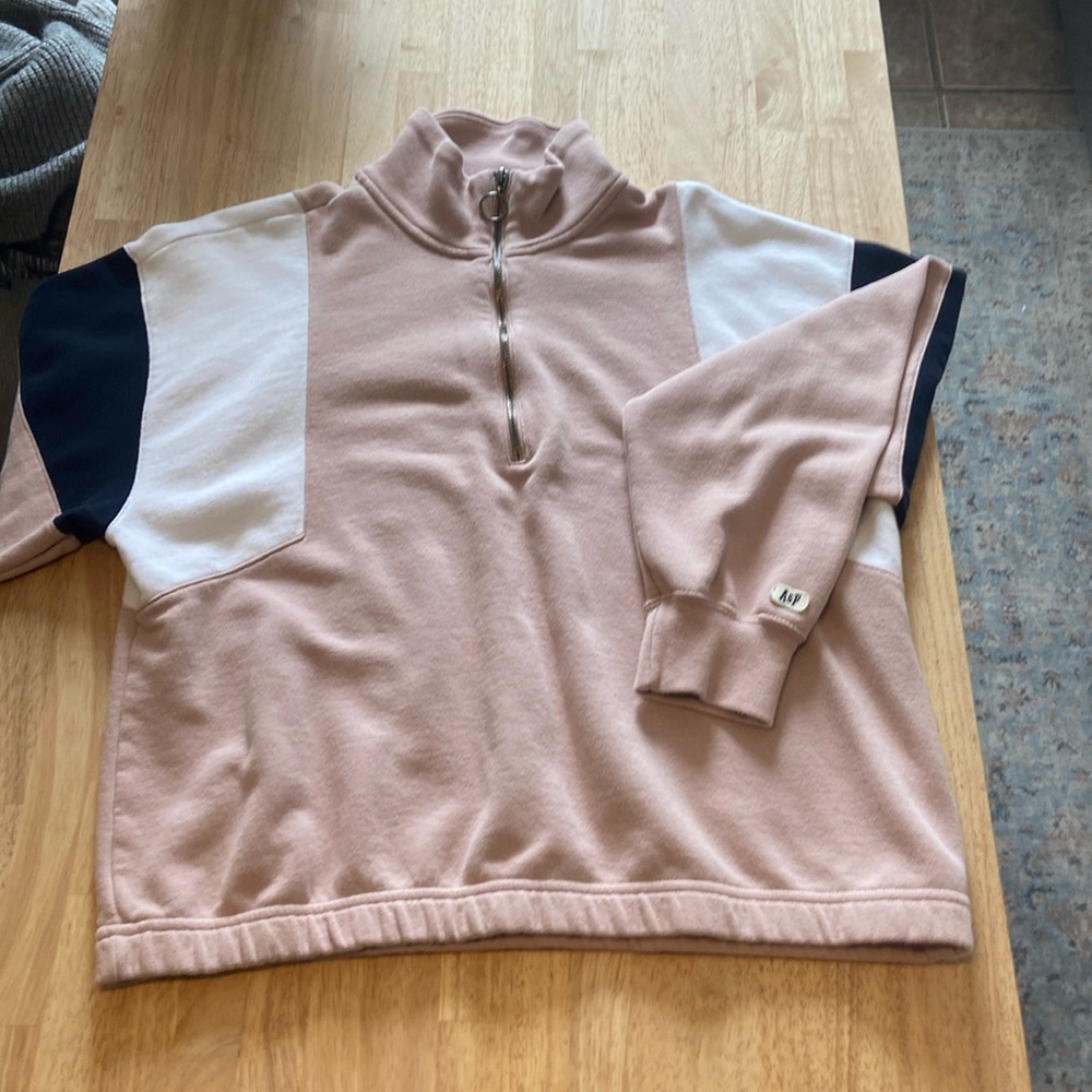 Girls sized L Abercrombie and Fitch half-zip colour-block sweatshirt